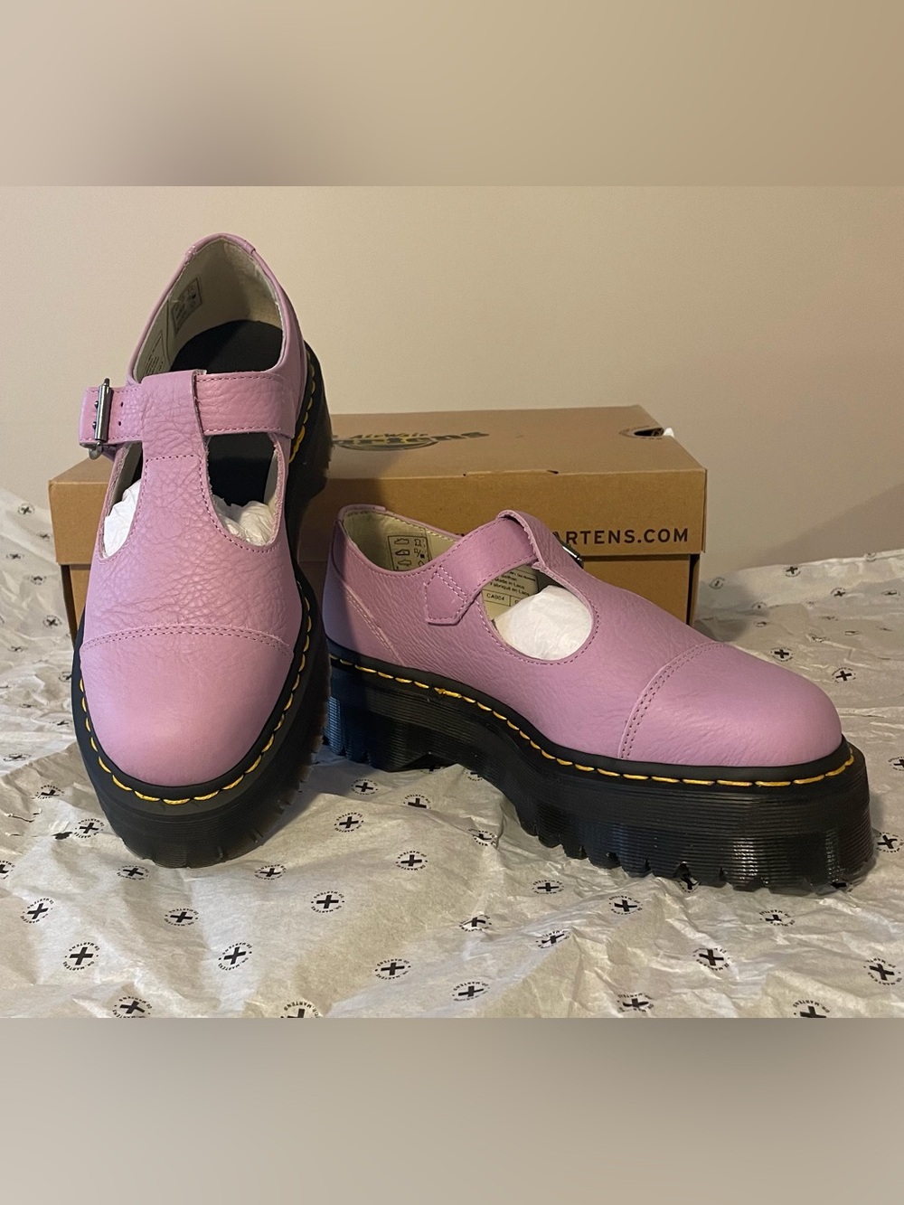 NIB Dr. Martens Lilac Bethan Pisa T-Bar Platform Shoes
